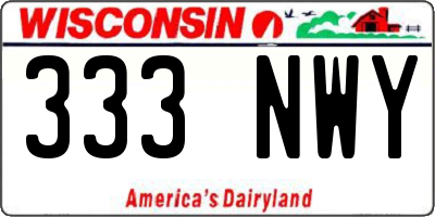 WI license plate 333NWY