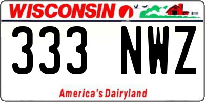 WI license plate 333NWZ