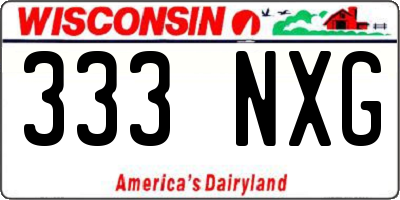 WI license plate 333NXG