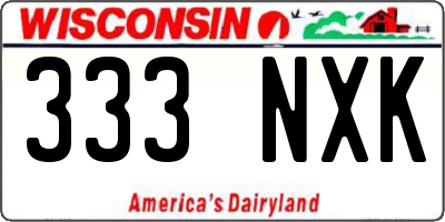 WI license plate 333NXK