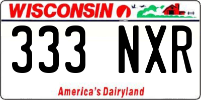 WI license plate 333NXR