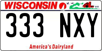 WI license plate 333NXY