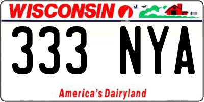 WI license plate 333NYA