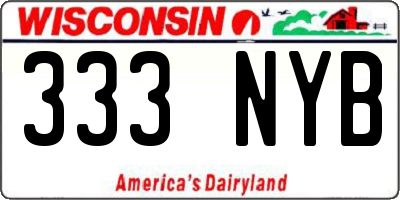 WI license plate 333NYB