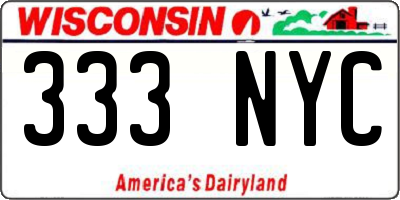 WI license plate 333NYC