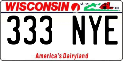WI license plate 333NYE
