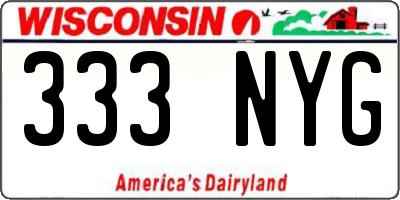 WI license plate 333NYG