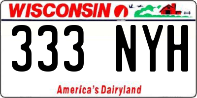 WI license plate 333NYH