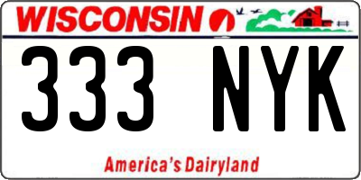 WI license plate 333NYK