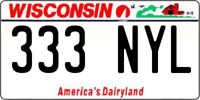 WI license plate 333NYL