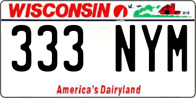 WI license plate 333NYM