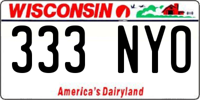 WI license plate 333NYO