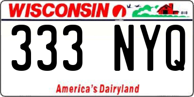 WI license plate 333NYQ