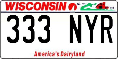 WI license plate 333NYR