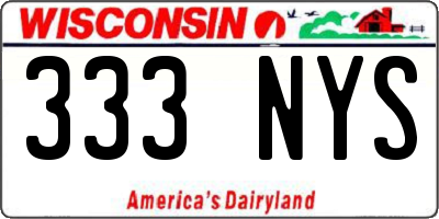 WI license plate 333NYS