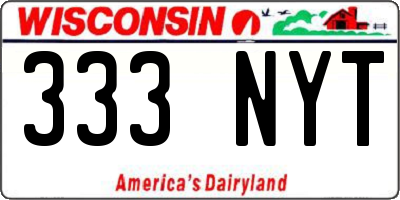 WI license plate 333NYT