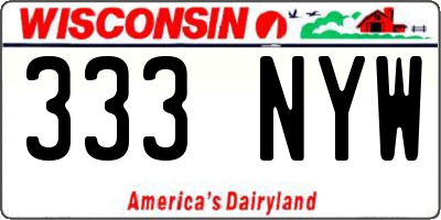 WI license plate 333NYW