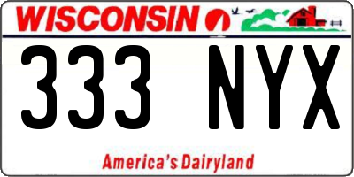 WI license plate 333NYX