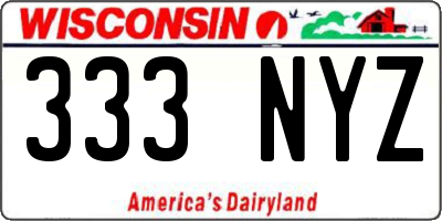 WI license plate 333NYZ