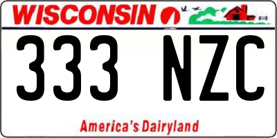 WI license plate 333NZC