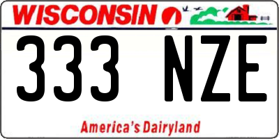 WI license plate 333NZE