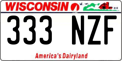 WI license plate 333NZF
