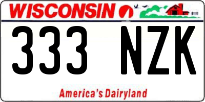 WI license plate 333NZK