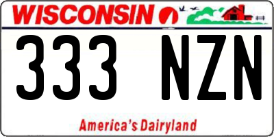 WI license plate 333NZN