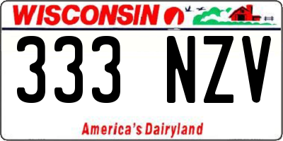 WI license plate 333NZV