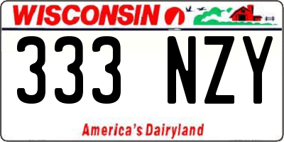 WI license plate 333NZY