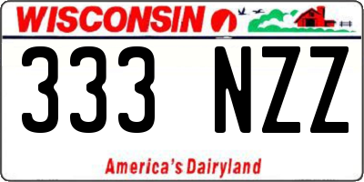 WI license plate 333NZZ