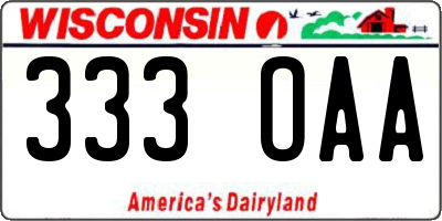 WI license plate 333OAA