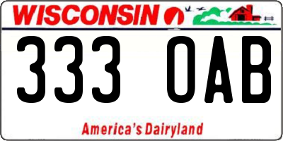 WI license plate 333OAB