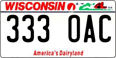 WI license plate 333OAC
