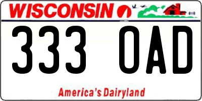 WI license plate 333OAD