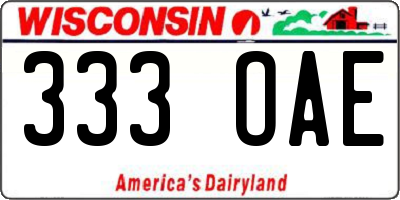 WI license plate 333OAE