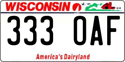 WI license plate 333OAF