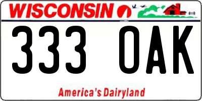 WI license plate 333OAK