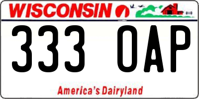 WI license plate 333OAP
