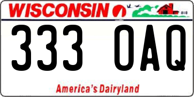 WI license plate 333OAQ