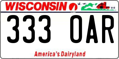 WI license plate 333OAR