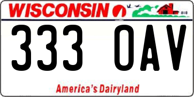 WI license plate 333OAV