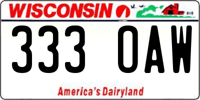 WI license plate 333OAW