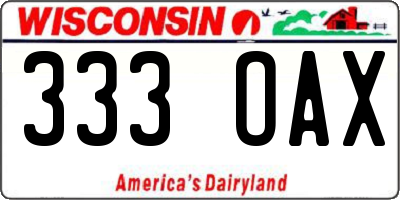 WI license plate 333OAX
