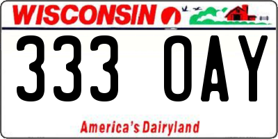 WI license plate 333OAY