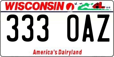 WI license plate 333OAZ