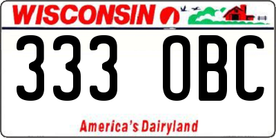 WI license plate 333OBC