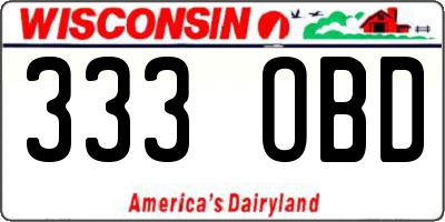 WI license plate 333OBD