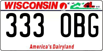 WI license plate 333OBG