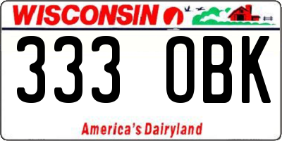 WI license plate 333OBK